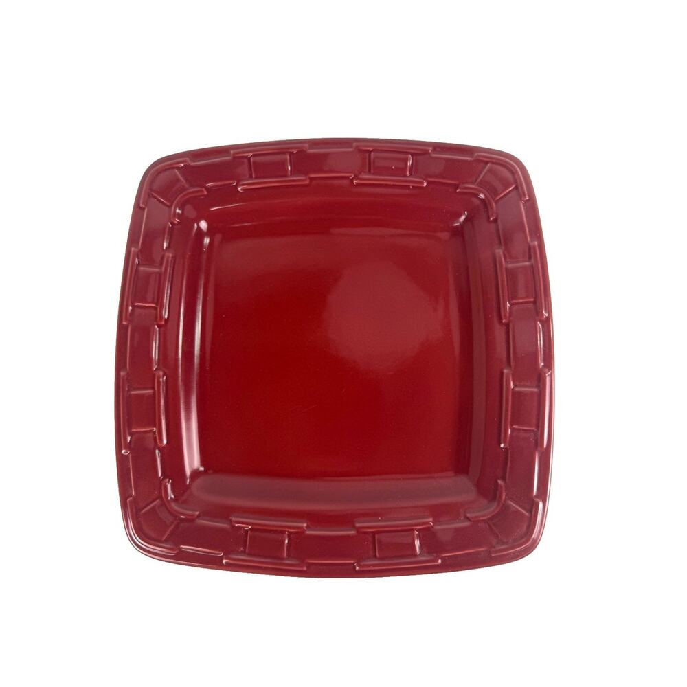 Longaberger‎ Woven Traditions Pottery Paprika Square 11" Dinner Serving Plate